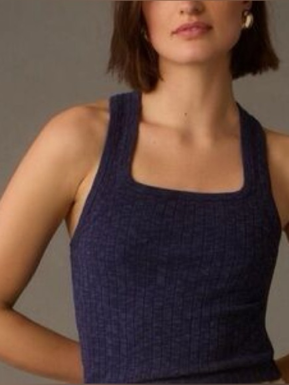 Pilcro Navy Blue Ribbed Tank Top